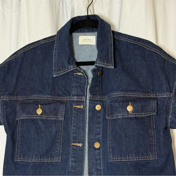 DISSH Felix Denim Shirt Jacket Oversized Short Sleeve Blue Womens Size 4 - Picture 7 of 15